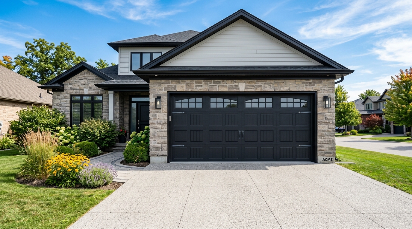 After: Brand New R-16.3 Insulated Black Carriage House Garage Door by Acme